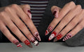 Press on nail handmade saint- valentine inspiration/ Faux ongles "press-on" faits main, inspiration Saint-Valentin.