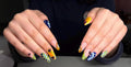 Handmade press-on nails with insect and nature designs/ Faux ongles "press-on" faits main avec motifs d'insectes et de nature.